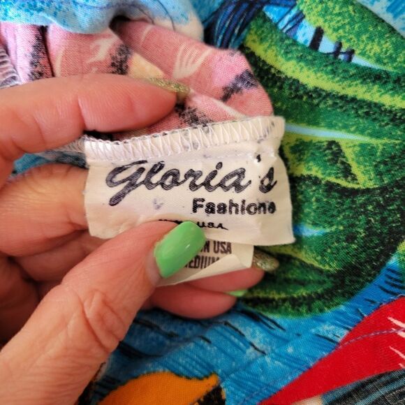 Gloria's Fashions Blue Womens Floral Tropical Print Sleeveless Summer Dress, M - Picture 9 of 15